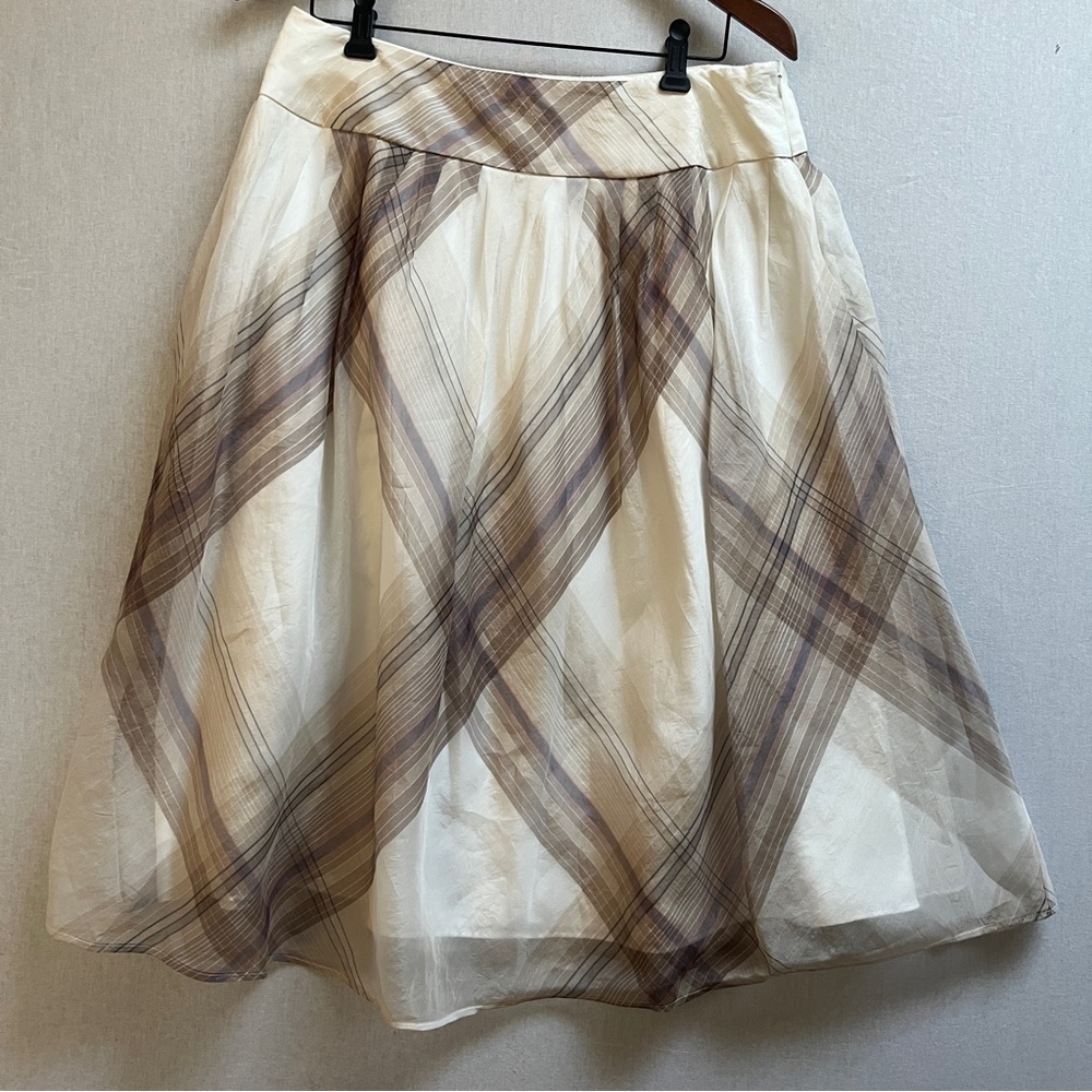 Talbots 100% Pure Silk Plaid A-Line Skirt 12